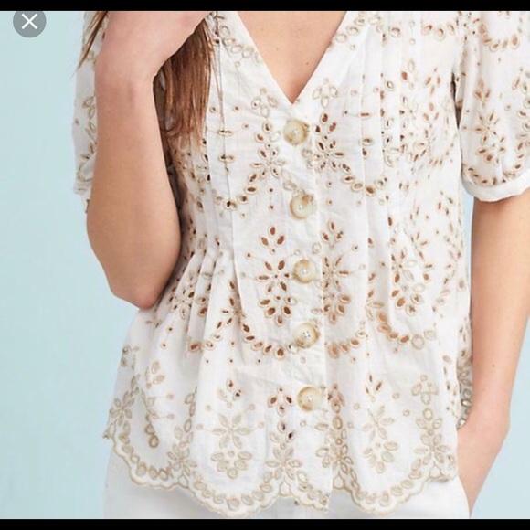 Anthropologie feather bone eyelet top - Picture 2 of 4
